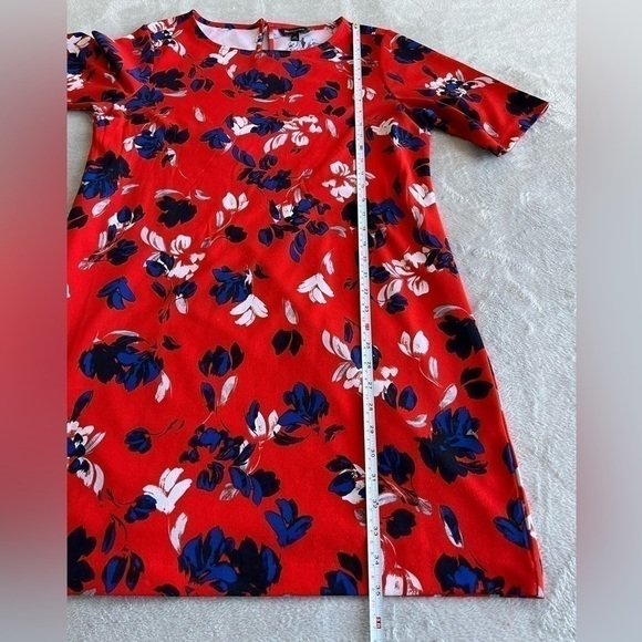 BANANA Republic red Floral round neck Shift Dress Size 10 - Picture 7 of 8